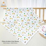 Khăn tắm xô nhăn 6 lớp Manny không viền in họa tiết