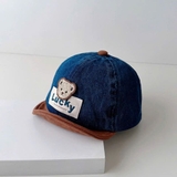 Mũ nón lưỡi trai màu jean Lucky hình gấu