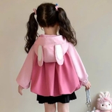 Áo khoác gió hồng tai thỏ Hello Kitty cho bé gái