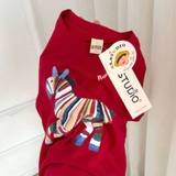 Áo phông cotton cộc tay đỏ họa tiết ngựa Tết 2026 cho bé