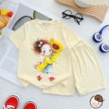 Bộ cộc thun lạnh Minwoo Baby in hoạt hình cho bé