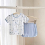 Bộ cộc cài vai HG Kids họa tiết phối quần vạt bầu