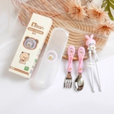 Set hộp ăn dặm Misan thìa nĩa đũa hình thỏ tập ăn cho bé