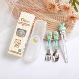 Set hộp ăn dặm Misan thìa nĩa đũa hình thỏ tập ăn cho bé