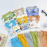 Bộ cộc tay cổ bâu Minwoo baby in họa tiết cho bé trai