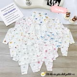 Bộ dài sơ sinh cài giữa Avasler trắng in họa tiết