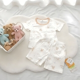 Bộ cộc Tencel kháng khuẩn tag gấu trắng cho bé