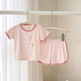 Bộ cộc cài vai HG Kids họa tiết phối quần vạt bầu