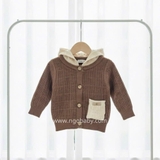 Áo khoác len Cardigan có mũ phối màu cho bé