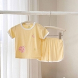 Bộ cộc cài vai HG Kids họa tiết phối quần vạt bầu