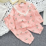 Bộ pijama dài chất đũi gân in họa tiết