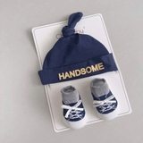 Set vớ nón chóp Chicbaby thêu chữ handsome cá tính
