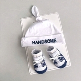 Set vớ nón chóp Chicbaby thêu chữ handsome cá tính