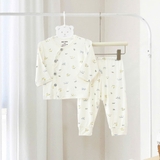 Bộ dài sơ sinh cài chéo MĐ Kids nền kem in họa tiết