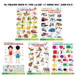 Bộ tranh bảng chữ cái treo tường chủ đề cho bé học song ngữ
