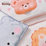 Gối xô mỏng muslin Bunny hạt đậu họa tiết hoạt hình