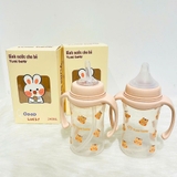Bình sữa cổ rộng có tay cầm Yumi Bear kèm ống hút cho bé 240ml