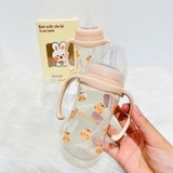 Bình sữa cổ rộng có tay cầm Yumi Bear kèm ống hút cho bé 240ml