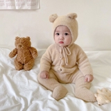 Bộ body len lông tai gấu liền thân giữ ấm cho bé