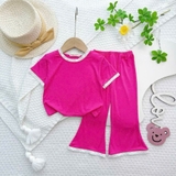 Bộ cộc tay quần dài ống loe viền ren Minkymom cho bé