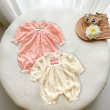 Body tay dài cổ tàu phối nơ đôi chất xô musilin kèm nón
