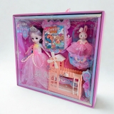 Hộp đồ chơi búp bê giường kèm sticker cho bé