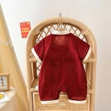 Bộ bodysuit đỏ tết nguyên đán cổ tàu kèm túi thơm cho bé