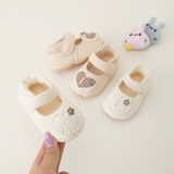 Giày búp bê vải tập đi trái tim chống trượt cho bé gái