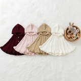 Áo choàng len cúc giữa có mũ phong cánh Hàn Quốc cho bé gái