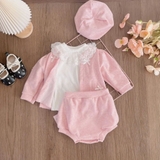 Set bộ chip len hồng 4 chi tiết cho bé gái