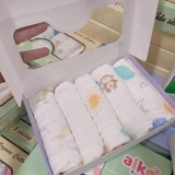 Set 5 khăn sữa xô nhăn Aiko 6 lớp 27x27cm cho bé