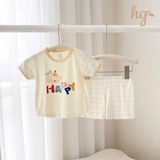 Bộ cộc cài vai HG Kids họa tiết phối quần kẽ