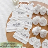 Set BTBC kèm mũ Happy chấm bi in họa tiết