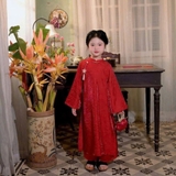 Set áo dài BB Bebé gấm tơ ánh kim kèm mấn cho bé