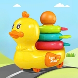 Đồ chơi xe vịt vàng kèm tháp thả vòng cho bé