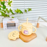 Cốc tập hút silicon Cocobear 2 nắp cho bé