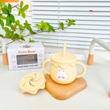 Cốc tập hút silicon Cocobear 2 nắp cho bé
