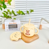 Cốc tập hút silicon Cocobear 2 nắp cho bé