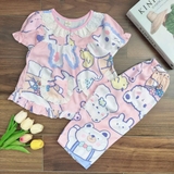 Bộ tole tay ngắn quần dài cổ ren MinMin Baby cho bé gái