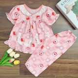Bộ tole tay ngắn quần dài cổ ren MinMin Baby cho bé gái