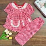 Bộ tole tay ngắn quần dài cổ ren MinMin Baby cho bé gái