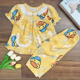 Bộ tole tay ngắn quần dài cổ ren MinMin Baby cho bé gái