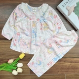 Bộ tole tay dài quần dài cổ ren MinMin Baby cho bé gái