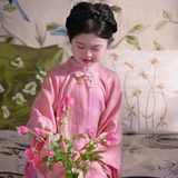 Set áo dài BB Bebé gấm tơ ánh kim kèm mấn cho bé
