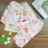 Bộ tole tay dài quần dài cổ ren MinMin Baby cho bé gái