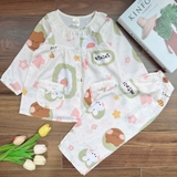 Bộ tole tay dài quần dài cổ ren MinMin Baby cho bé gái