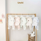 Bộ dài sơ sinh cài chéo Unchi Bamboo cho bé