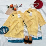 Set áo dài BB Bebé 4 tà kèm cài và dây ngọc cho bé