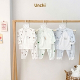 Bộ dài sơ sinh cài chéo Unchi Bamboo cho bé