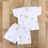 Bộ cộc tay thun lạnh VT Kids nền trắng in họa tiết